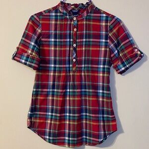 Chaps Kids Multicolor Plaid Button Down Shirt Size L(12/14)